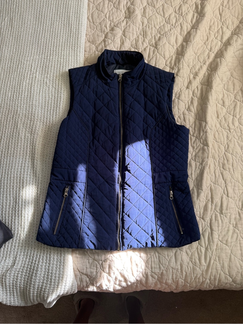 New York & Company Quilted Navy Vest